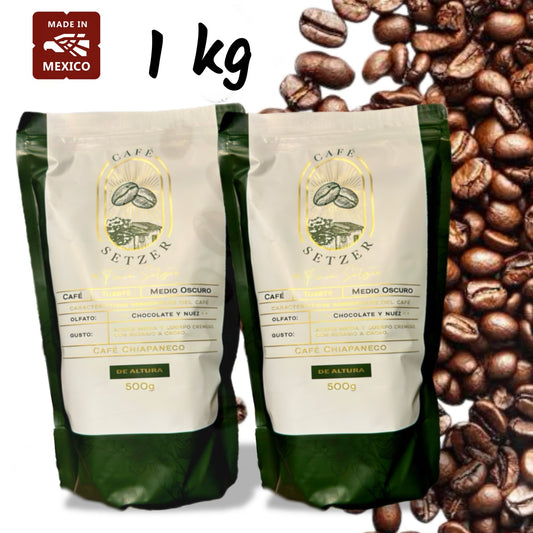 1 KILO de CAFÉ SETZER 100% Hecho en Chiapas Tueste Medio Obscuro - SUPERVAPE
