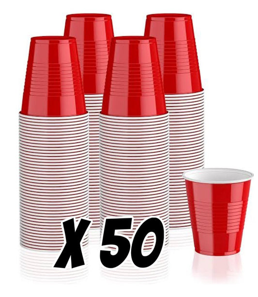 50 Vasos desechables Rojos para fiesta - SUPERVAPE