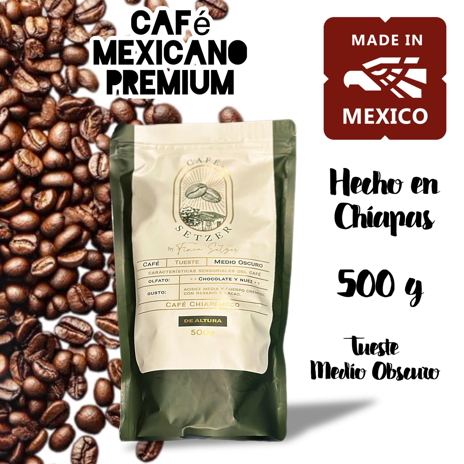 CAFÉ SETZER 100% Hecho en Chiapas (500 g) Tueste Medio Obscuro - SUPERVAPE